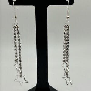 Silver Star Drop Earrings